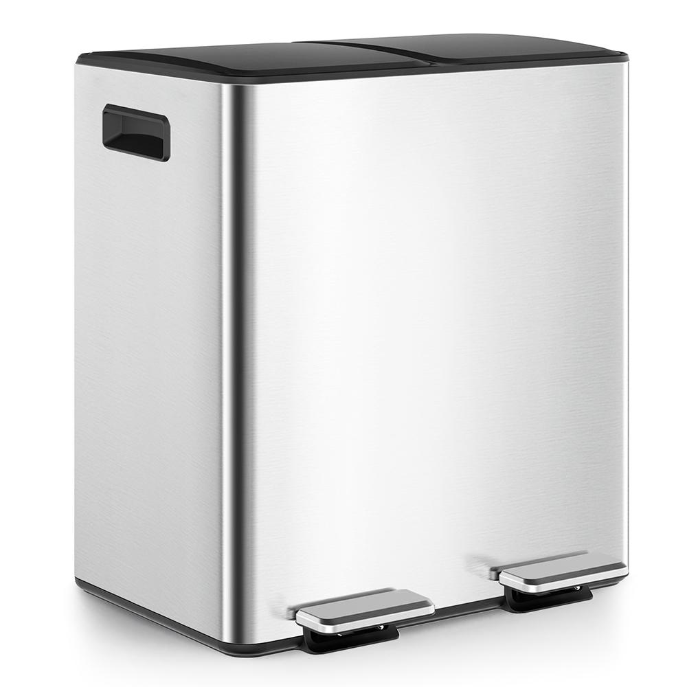 I Series 40L Stainless Steel Garbage Recycling Bin with PP Lids